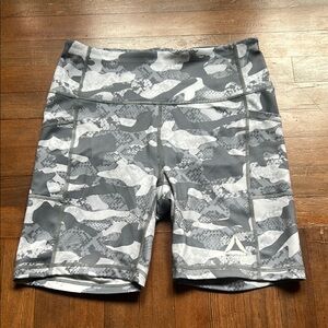 Reebok Gray Athletic Shorts with Camouflage Design